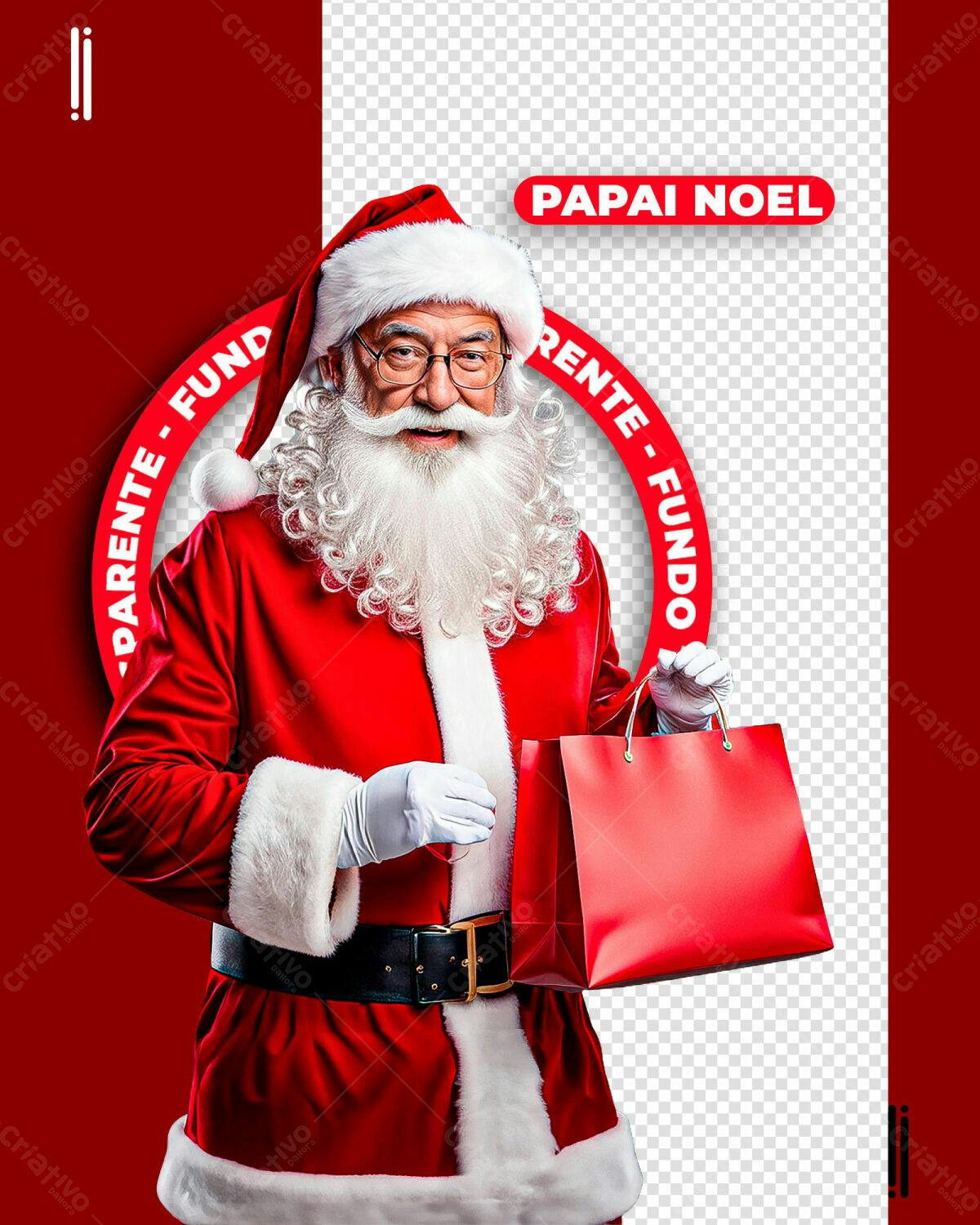 Postagem de Natal Papai Noel com Sacola PSD Editável