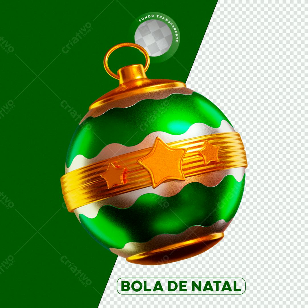 Enfeite Natalino Bola Verde e Dourada PNG com fundo transparente