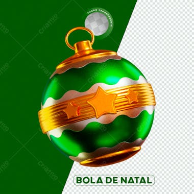 Elemento 3d render bola de natal verd