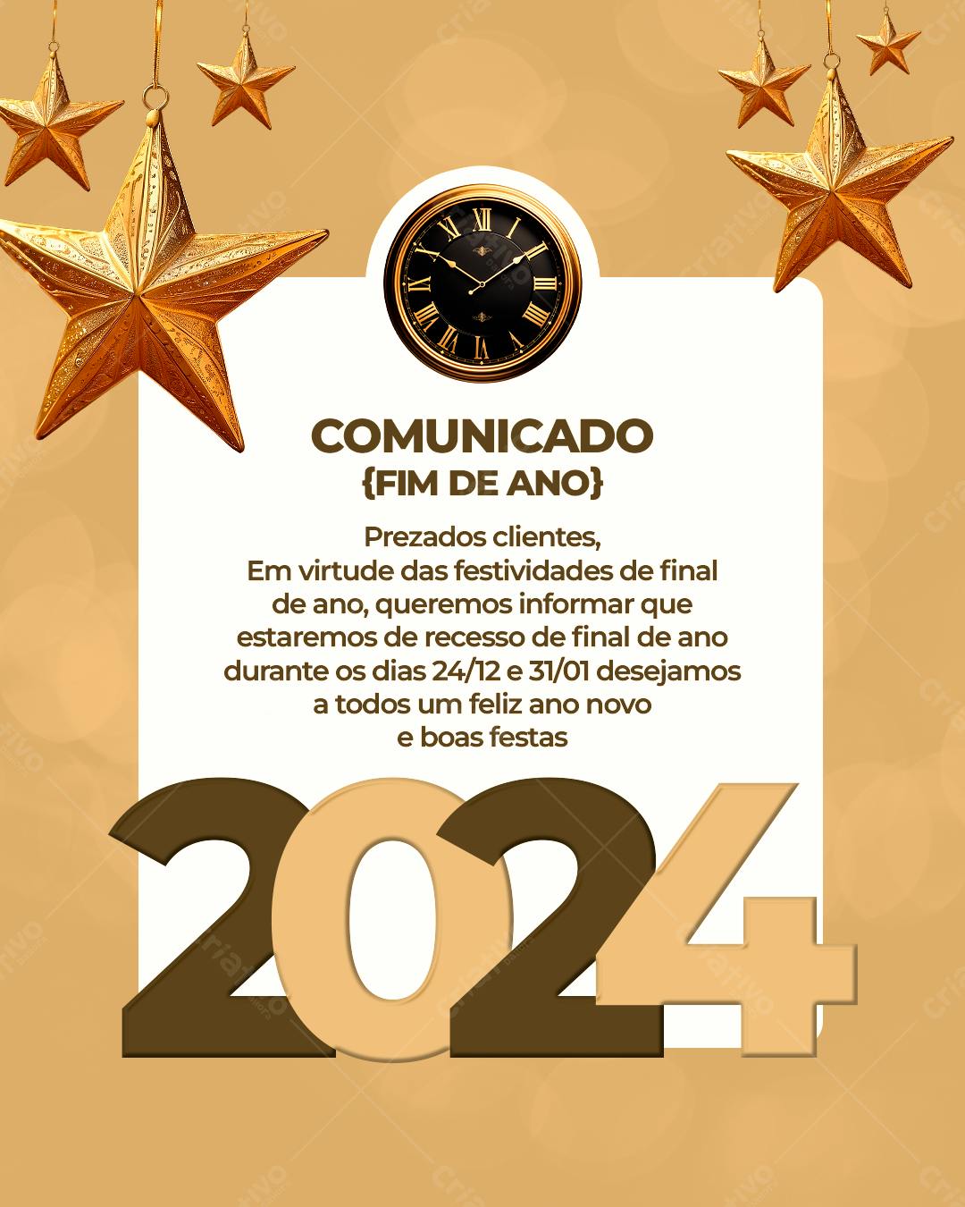 Comunicado Fim de Ano PSD Editável