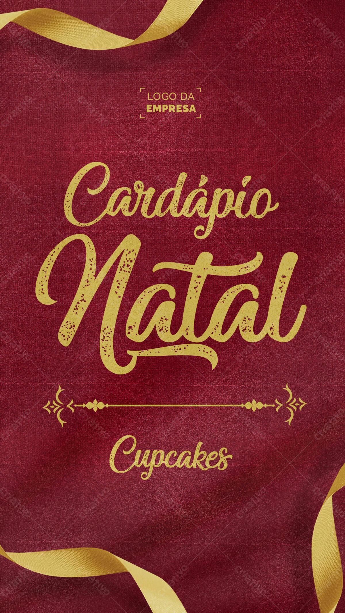 Cardápio de Natal para Cupcakes PSD Editável