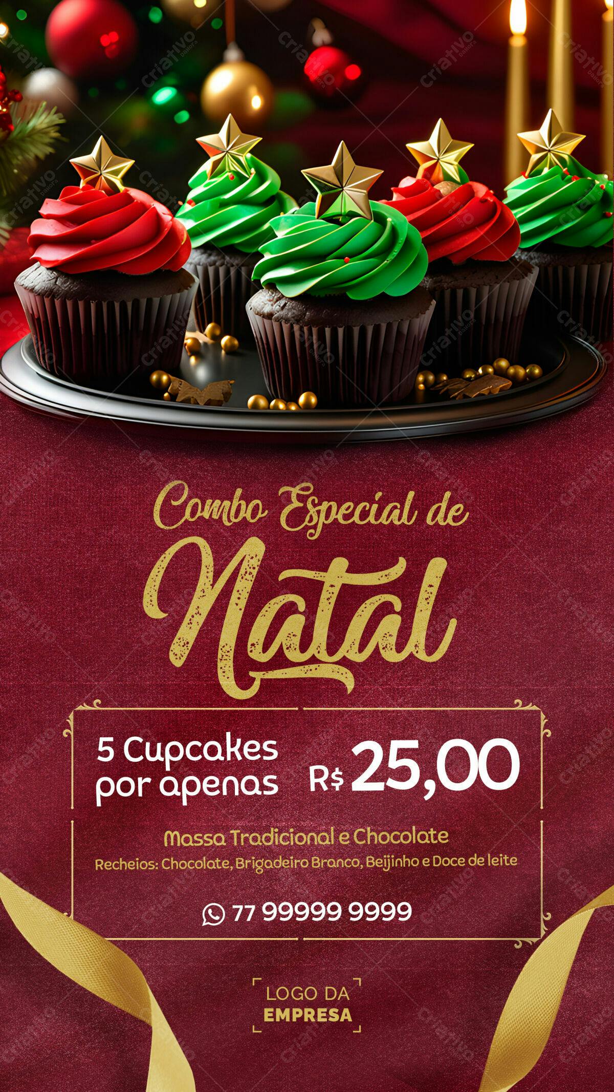 Flyer Natalino Combo de Cupcakes PSD Editável