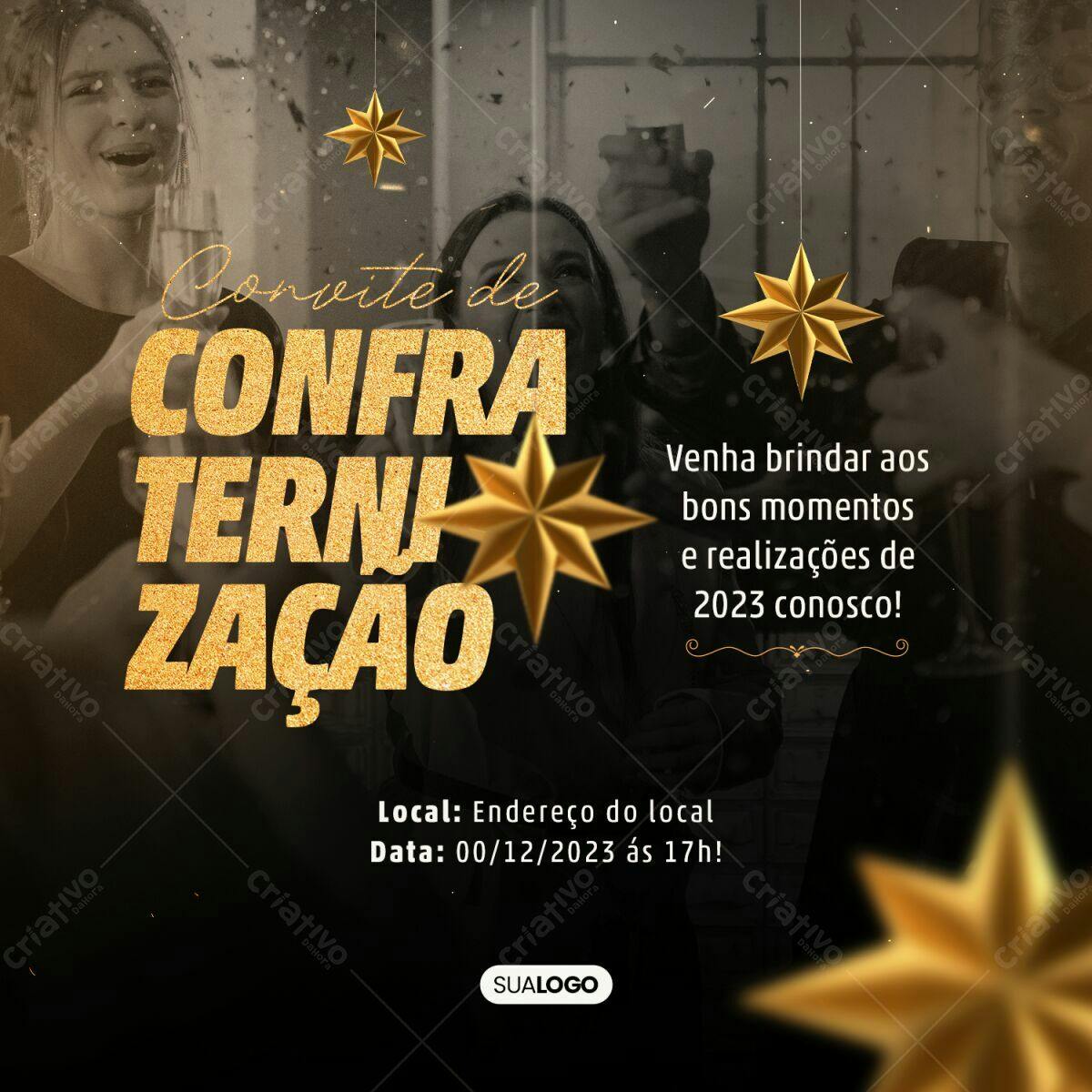 Convite de Confraternização de Fim de Ano PSD Editável