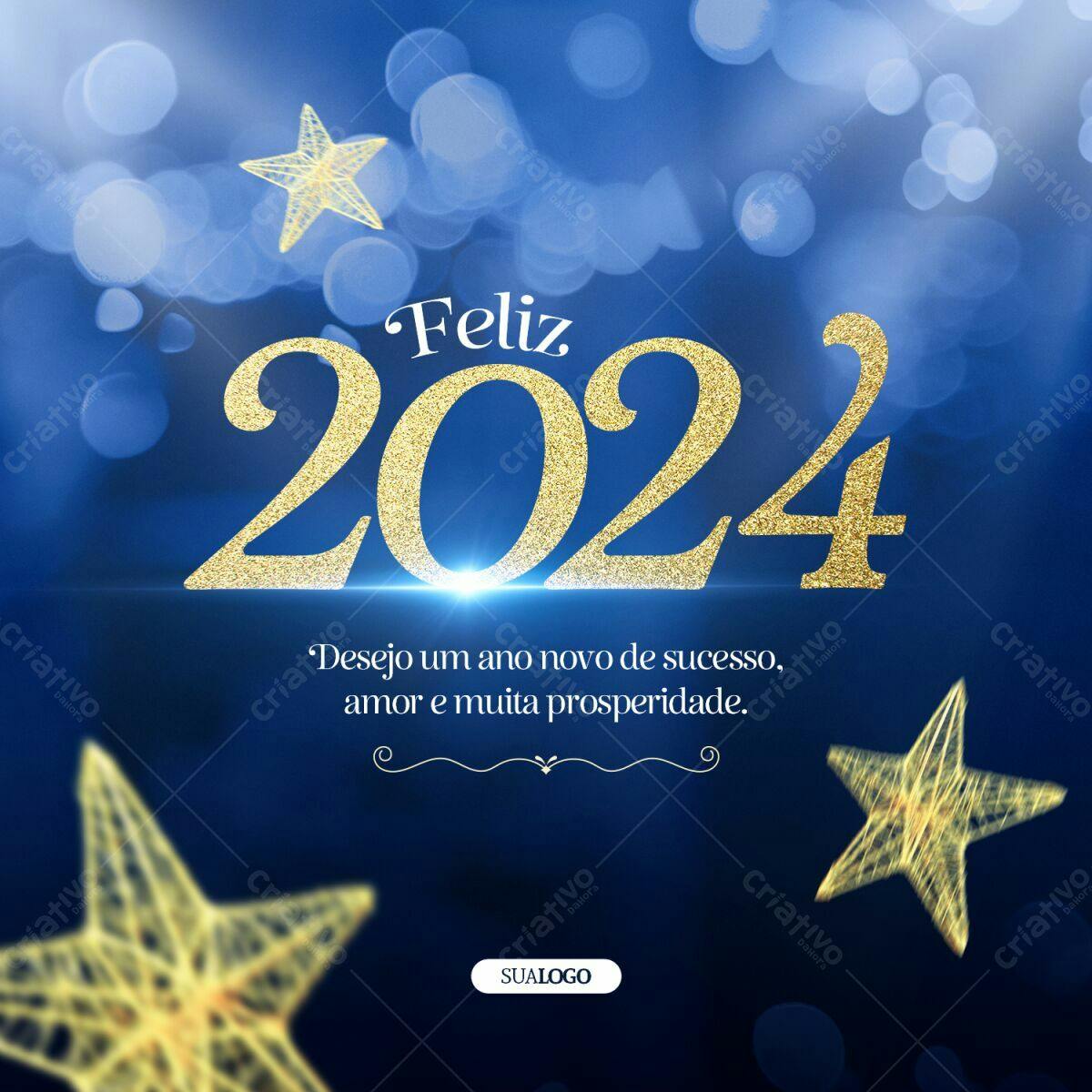 Postagem de Ano Novo 2024 PSD Editável