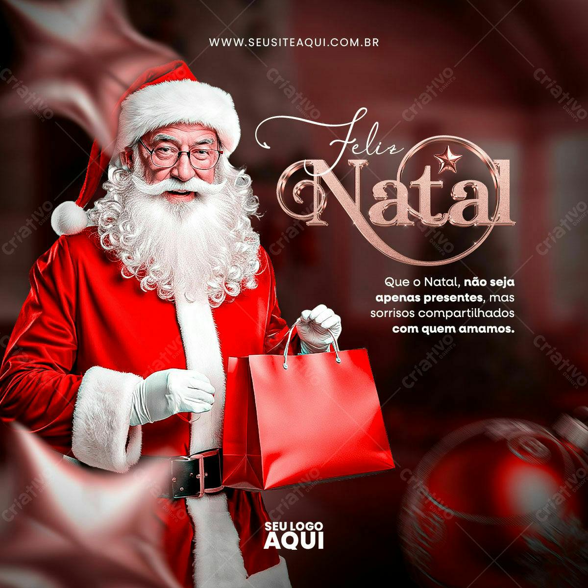 Postagem de Natal com Papai Noel PSD Editável