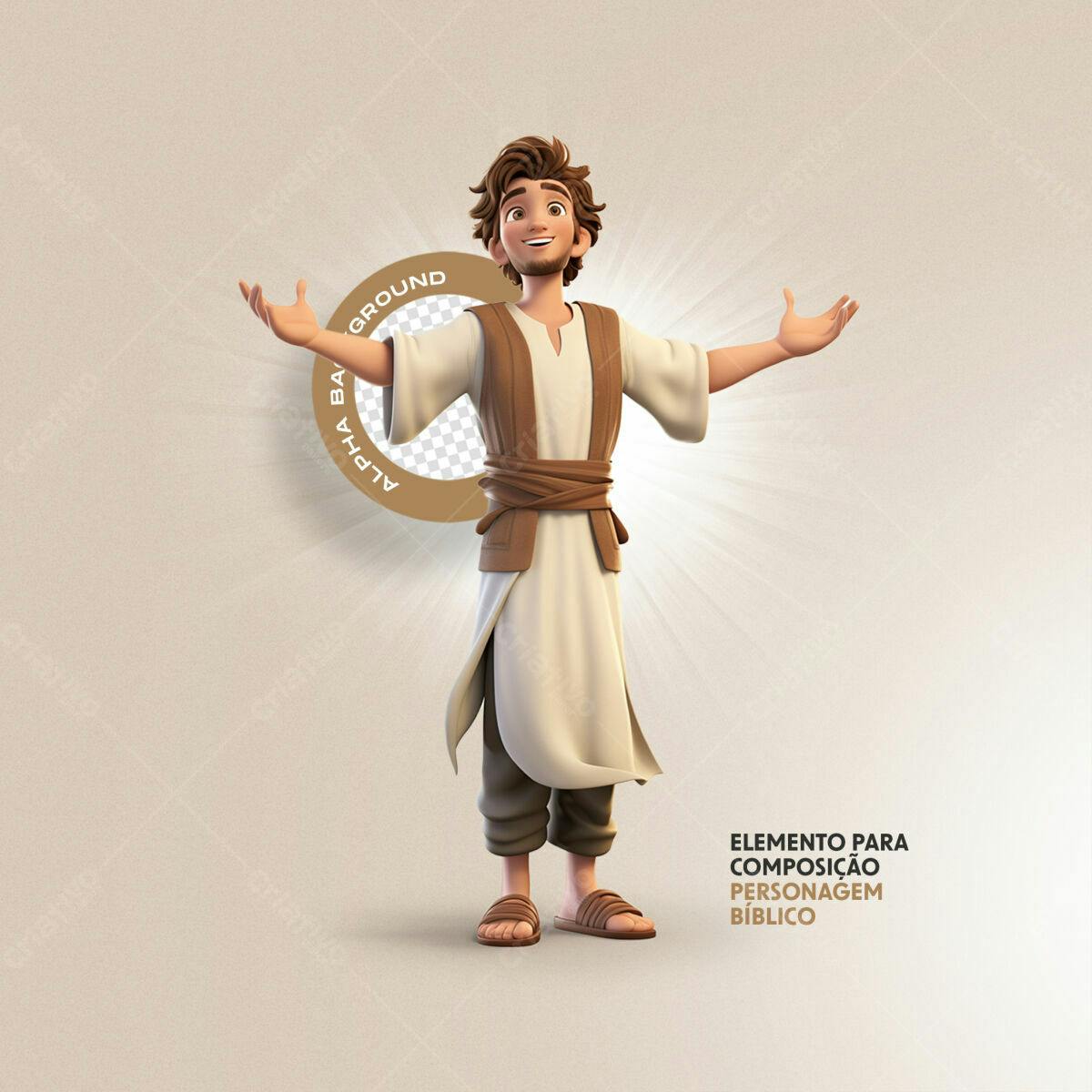 Personagem Bíblico estilo Cartoon braços abertos