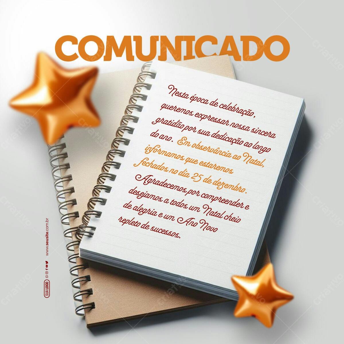 Comunicado de Natal PSD Editável