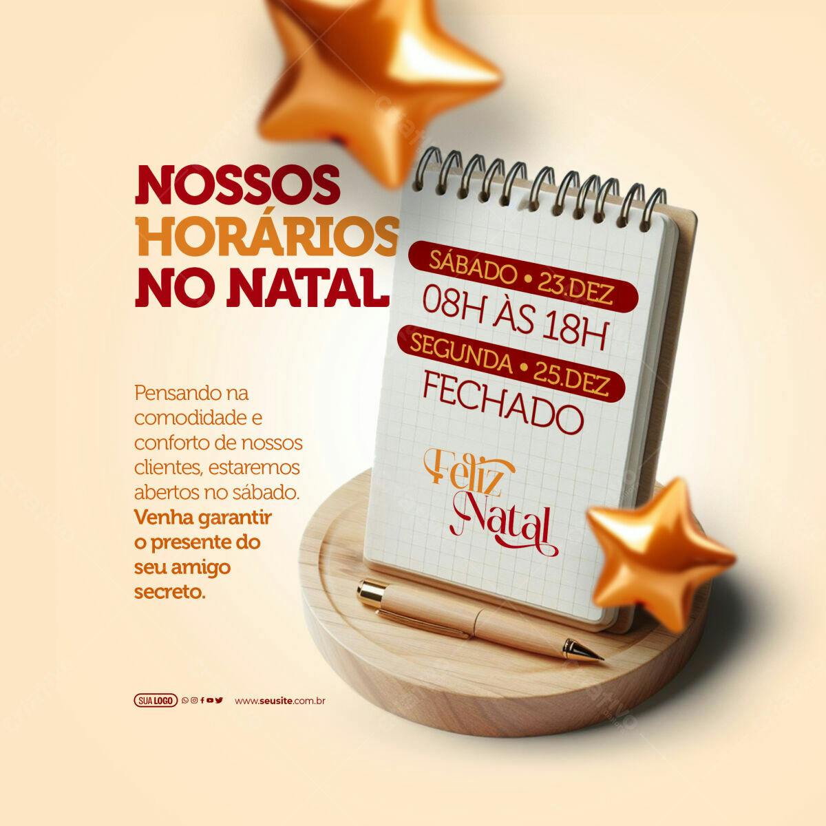Postagem de Horários de Natal PSD Editável