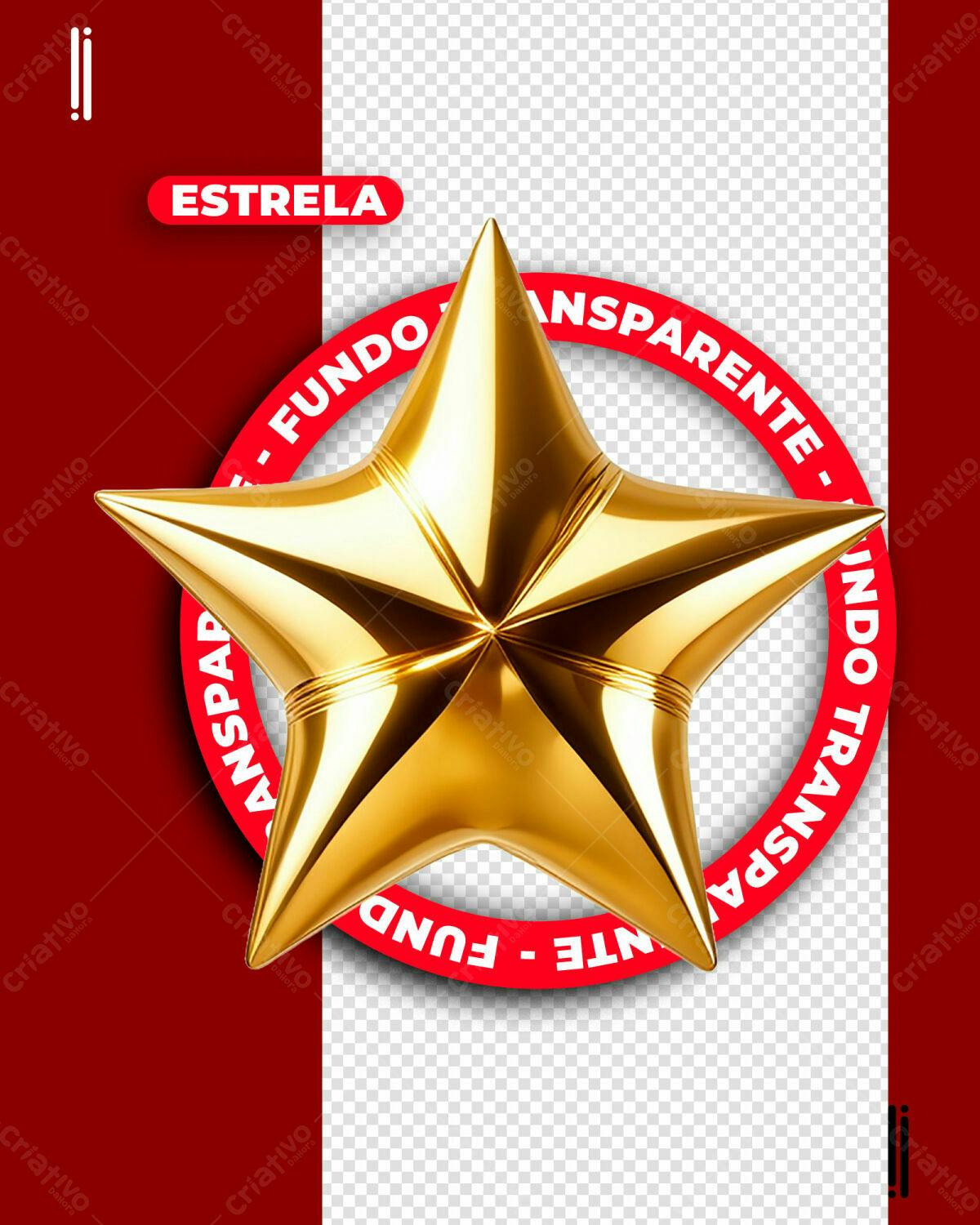 Estrela Dourada em Fundo Transparente PSD Editável