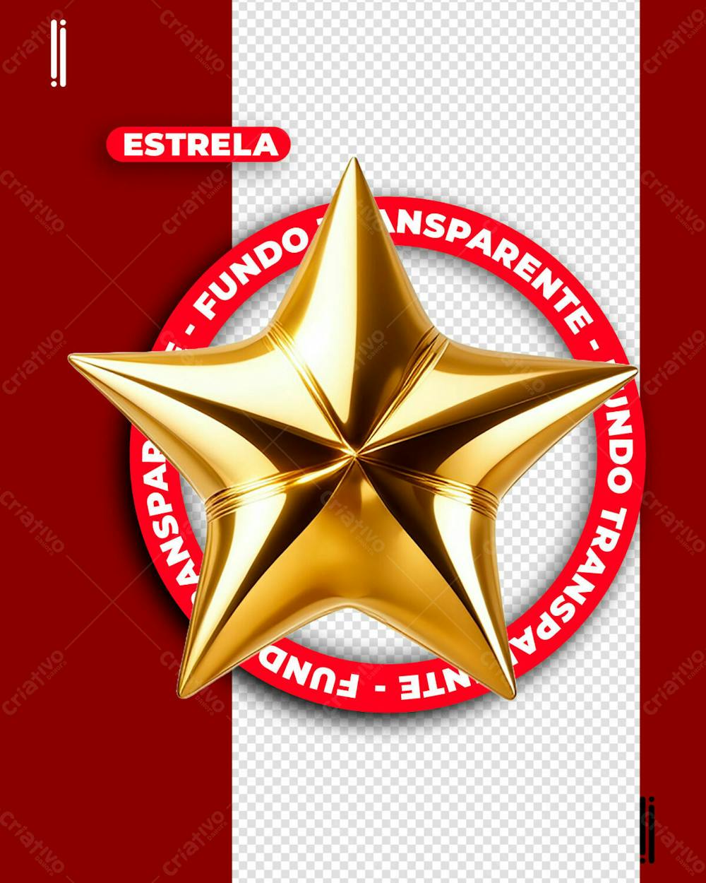 ESTRELA 3D DOURADA | IMAGEM SEM FUNDO | PSD EDITÁVEL