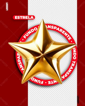 Estrela 3d dourada | imagem sem fundo | psd editável