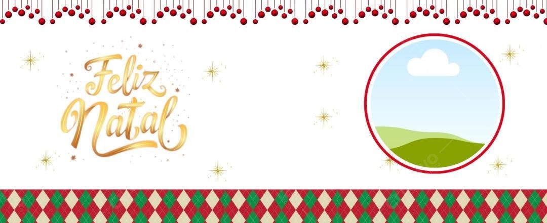 Template de cartão de Natal com tema natalino dourado e vermelho Editável no Canva