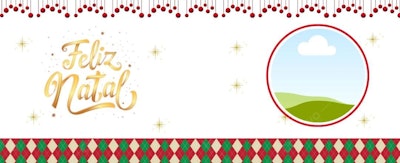 Template de cartão de Natal com tema natalino dourado e vermelho Editável no Canva
