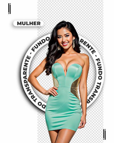 MULHER COM VESTIDO BRILHANTE REVEILLON | IMAGEM SEM FUNDO | PNG | PSD EDITÁVEL