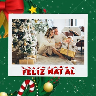 Post Instagram Natal Família Feliz Editável no Canva