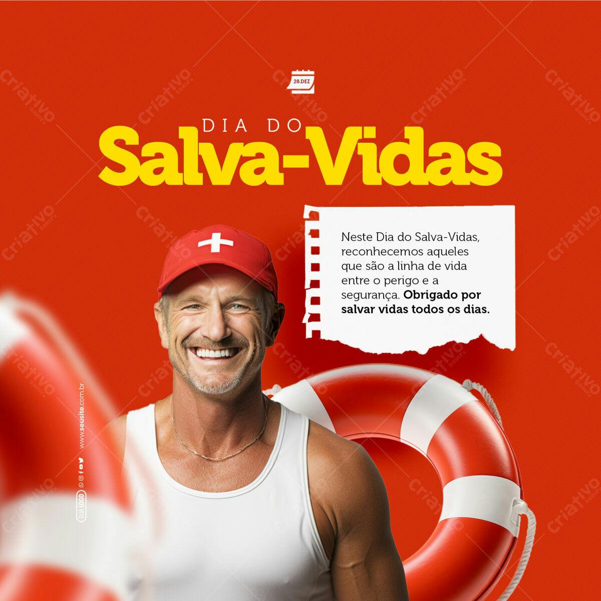 Postagem Dia do Salva-Vidas PSD Editável
