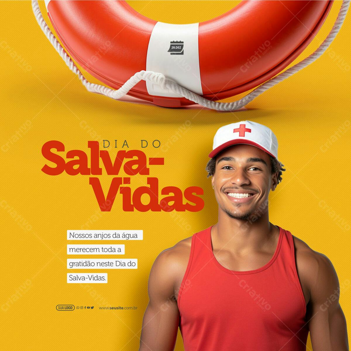 Post para o Dia do Salva-Vidas PSD Editável