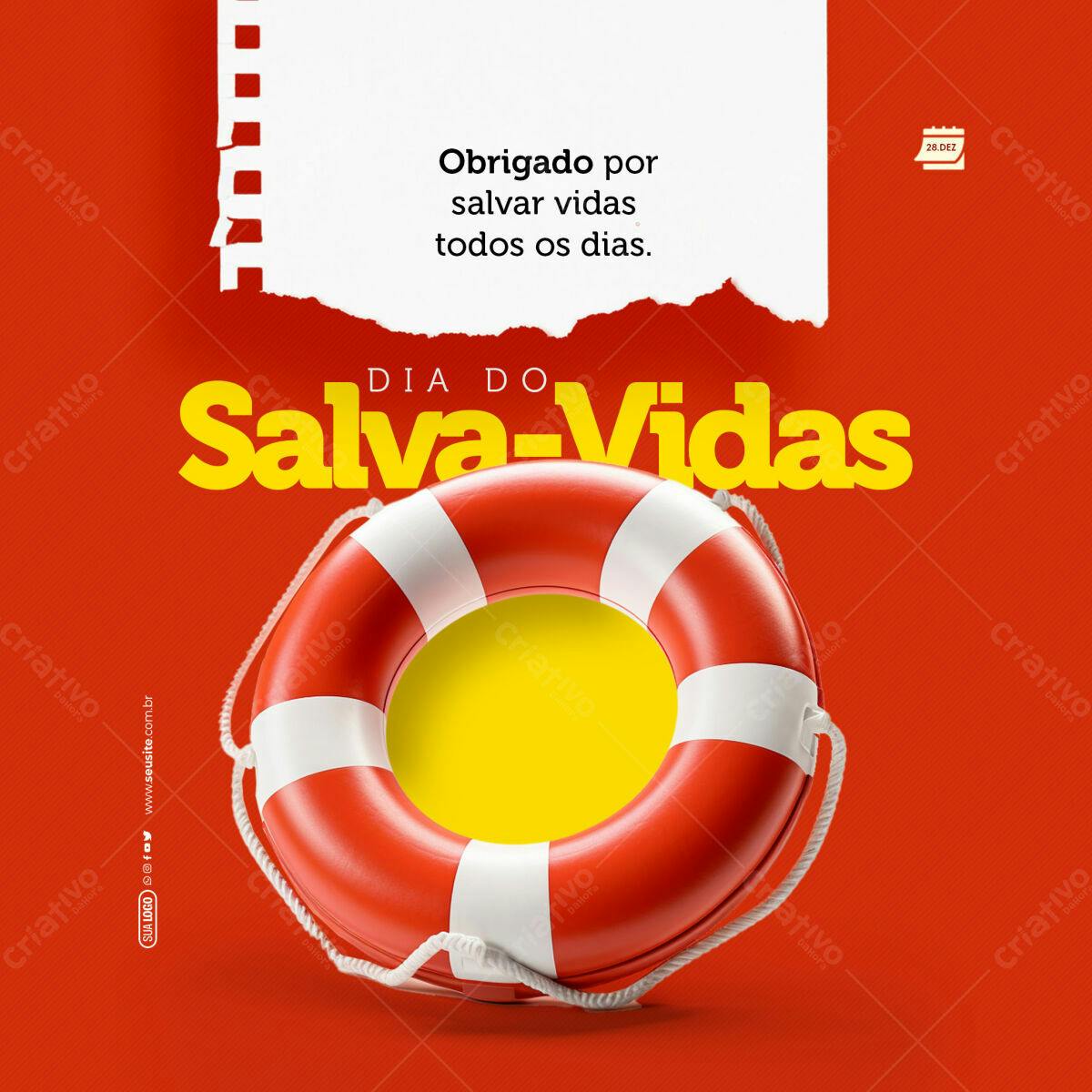 Post para o Dia do Salva-Vidas PSD Editável