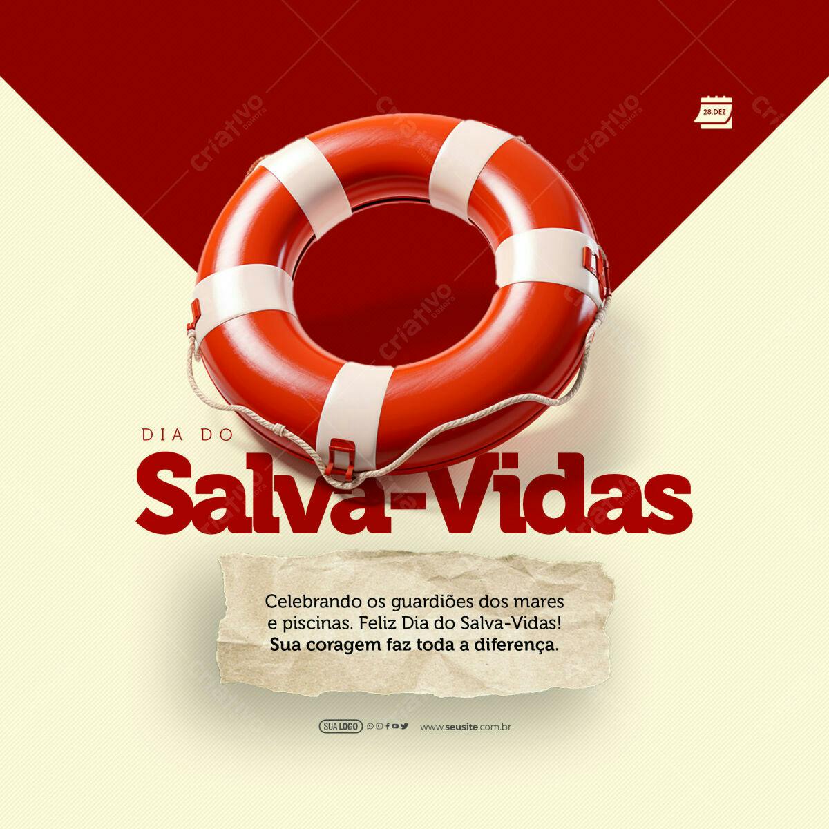 Post para o Dia do Salva-Vidas PSD Editável