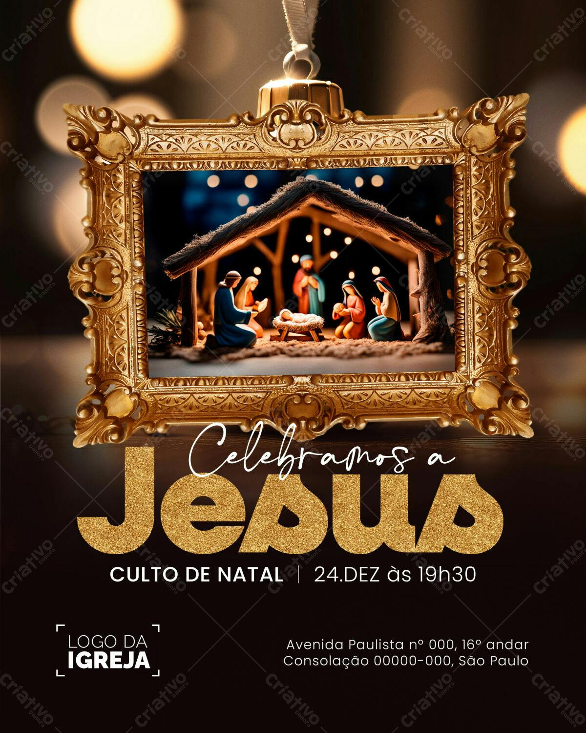 Flyer para Culto de Natal PSD Editável