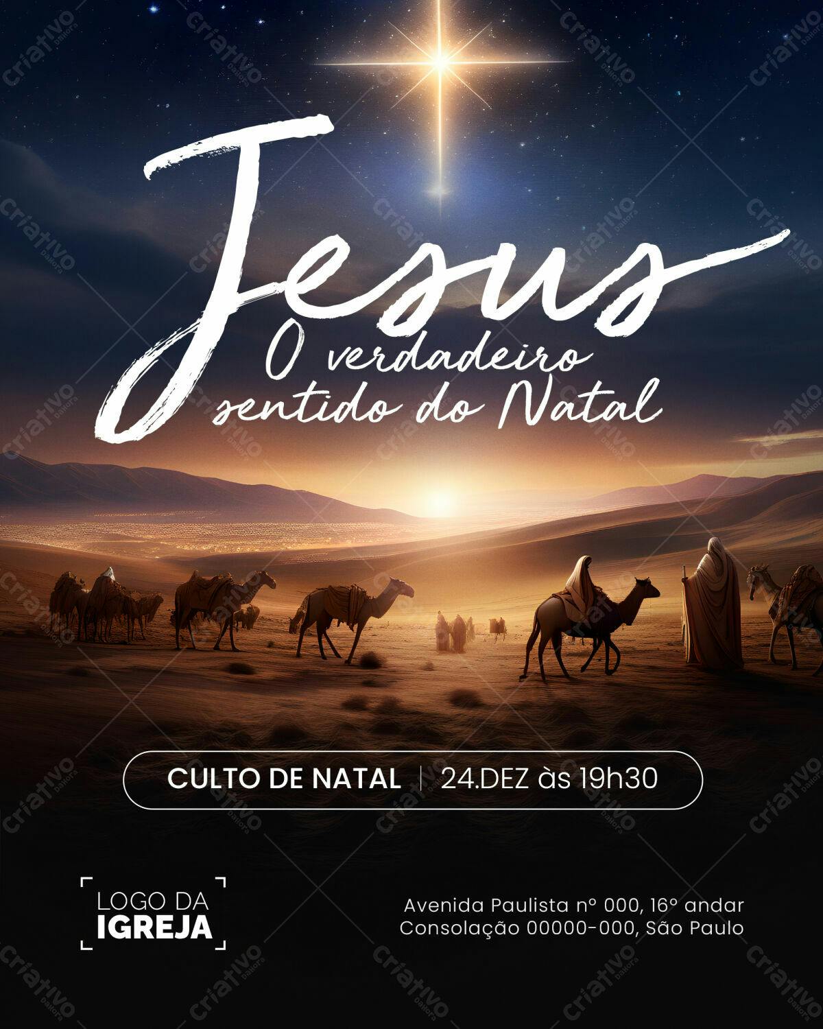 Flyer para Culto de Natal PSD Editável