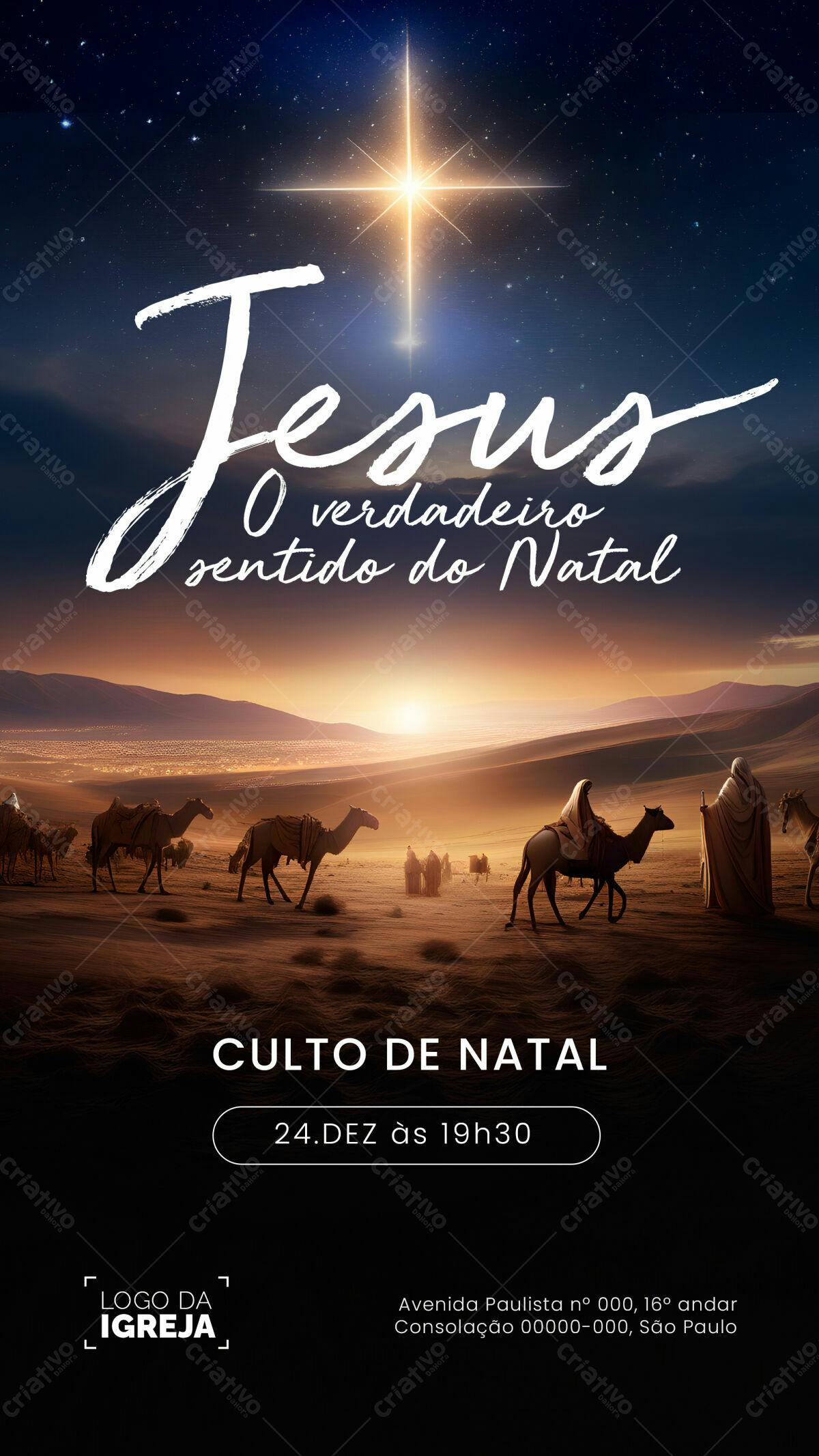 Flyer para Culto de Natal PSD Editável