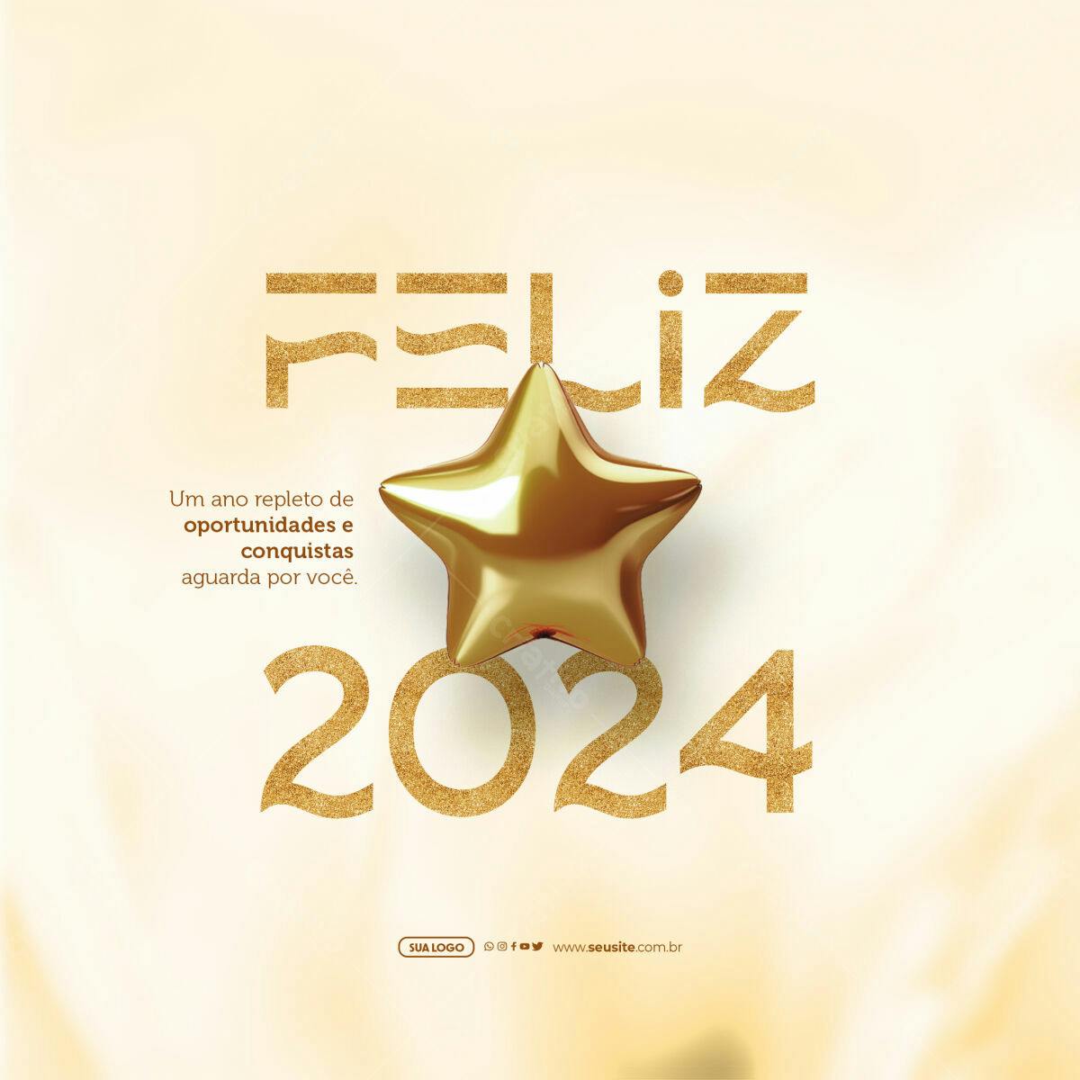 Post para Ano Novo 2024 PSD Editável
