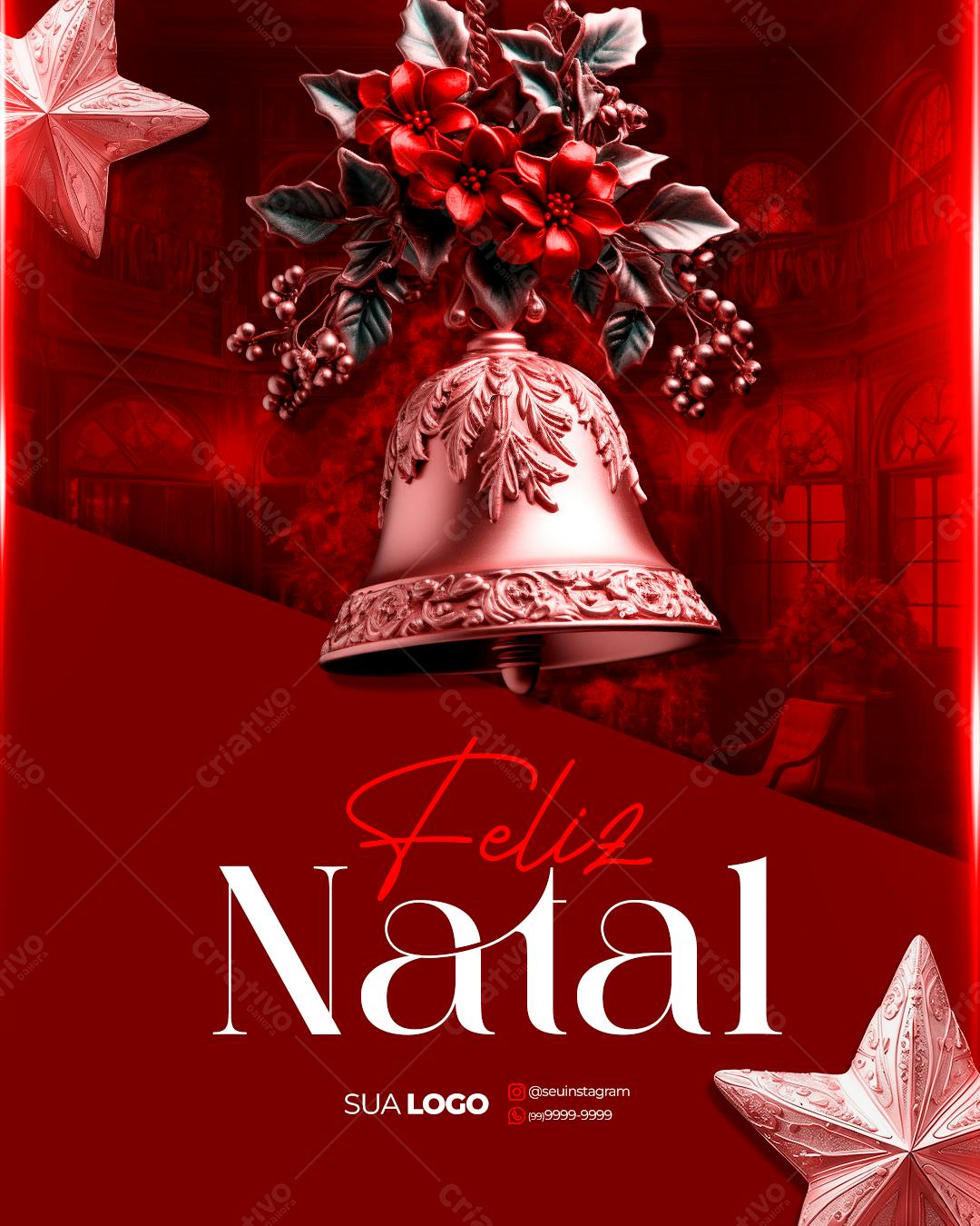 Flyer Natalino com Sino e Flores PSD Editável