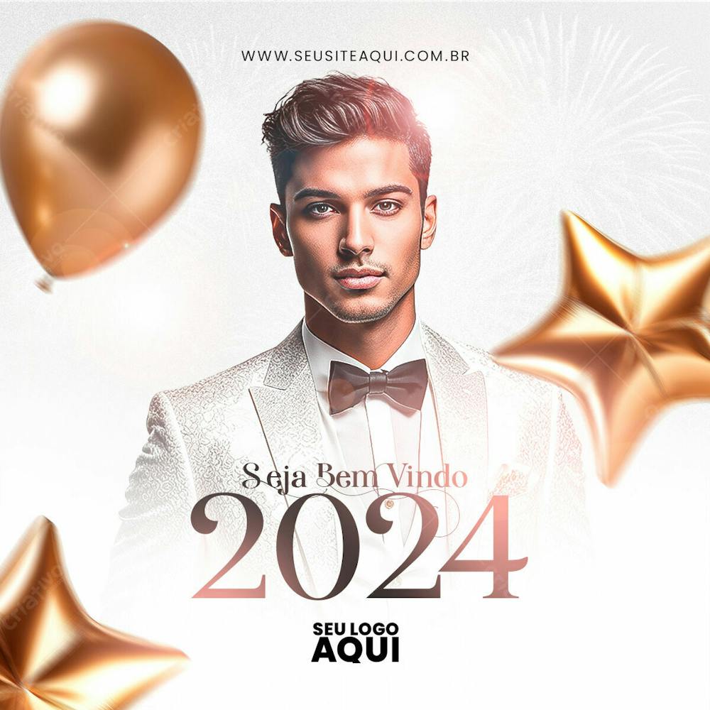 FEED | SEJA BEM VINDO JANEIRO | BEM VINDO 2024 | FELIZ ANO NOVO| PSD EDITÁVEL