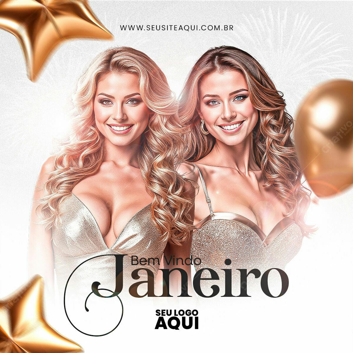 Flyer de Boas Vindas Janeiro PSD Editável
