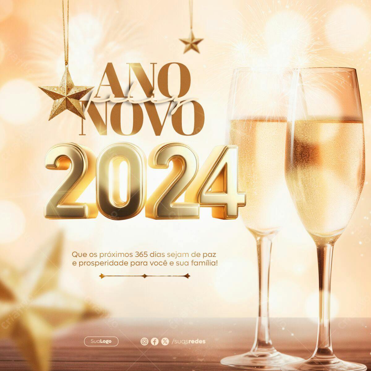 Postagem Ano Novo 2024 PSD Editável