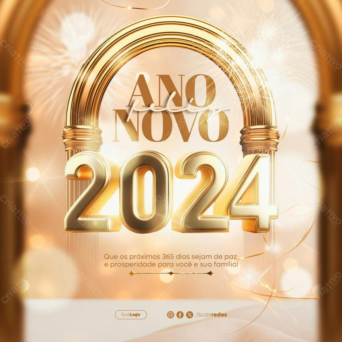 Flyer Ano Novo 2024 PSD Editável