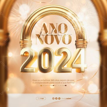 Feliz ano novo 2024 social media post revéillon feed
