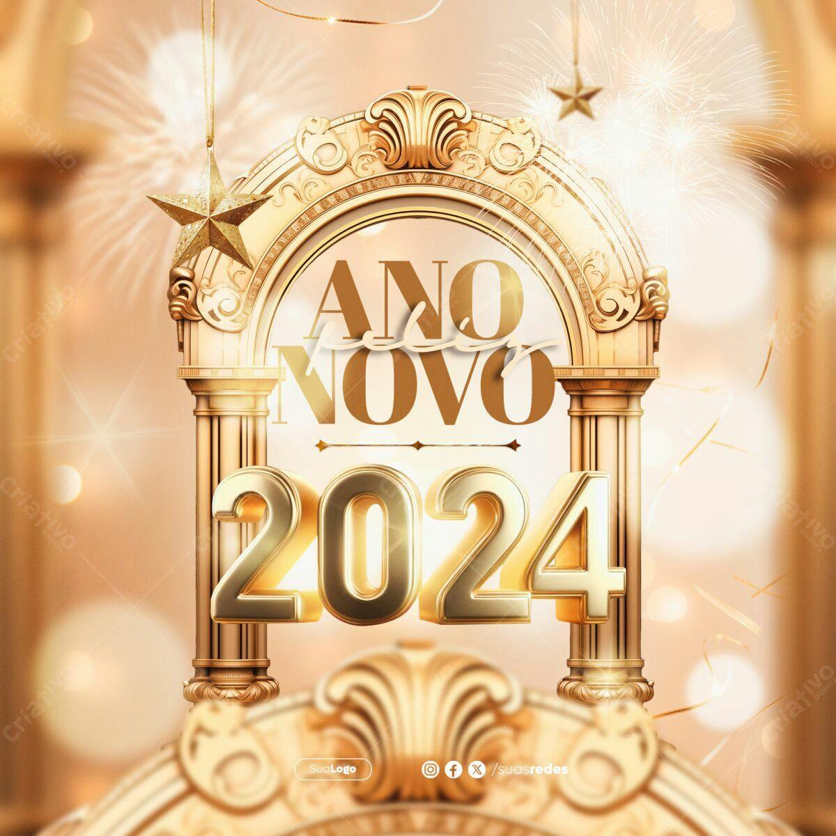 Flyer Ano Novo 2024 PSD Editável