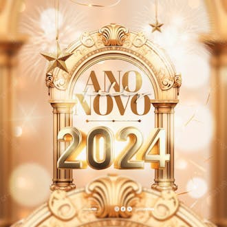 Feliz ano novo revéillon 2024 virada de ano social media post feed