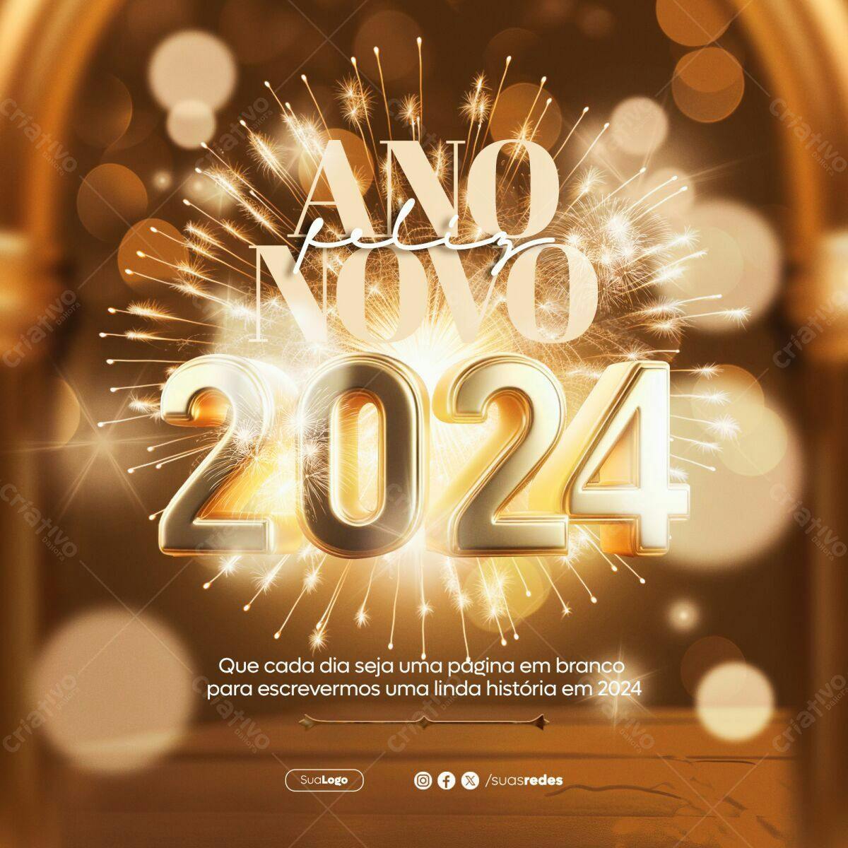 Postagem Ano Novo 2024 PSD Editável