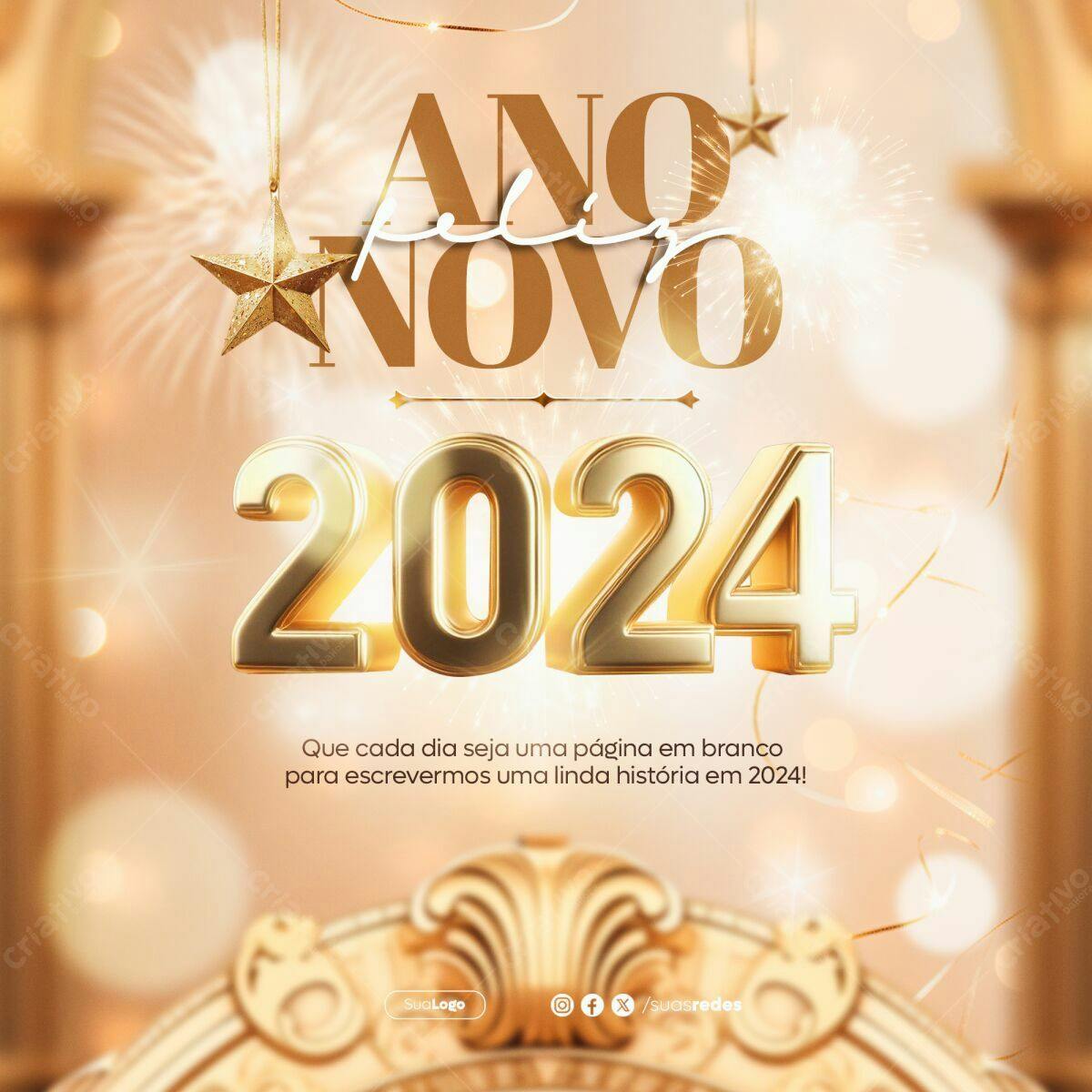 Postagem Ano Novo 2024 PSD Editável