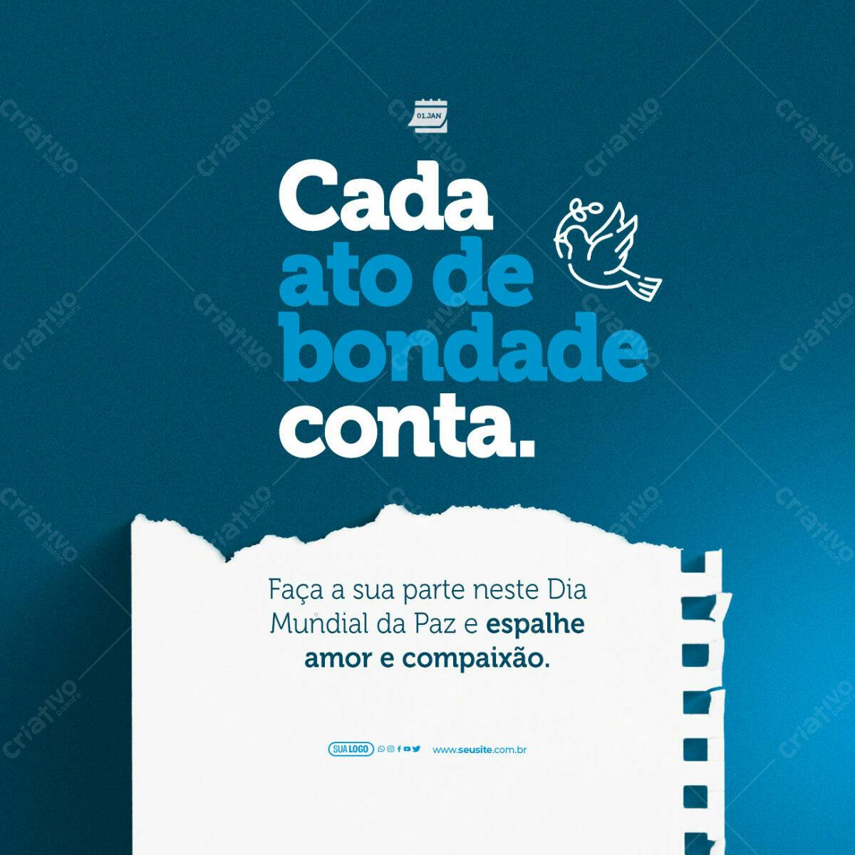 Post para Dia Mundial da Paz PSD Editável