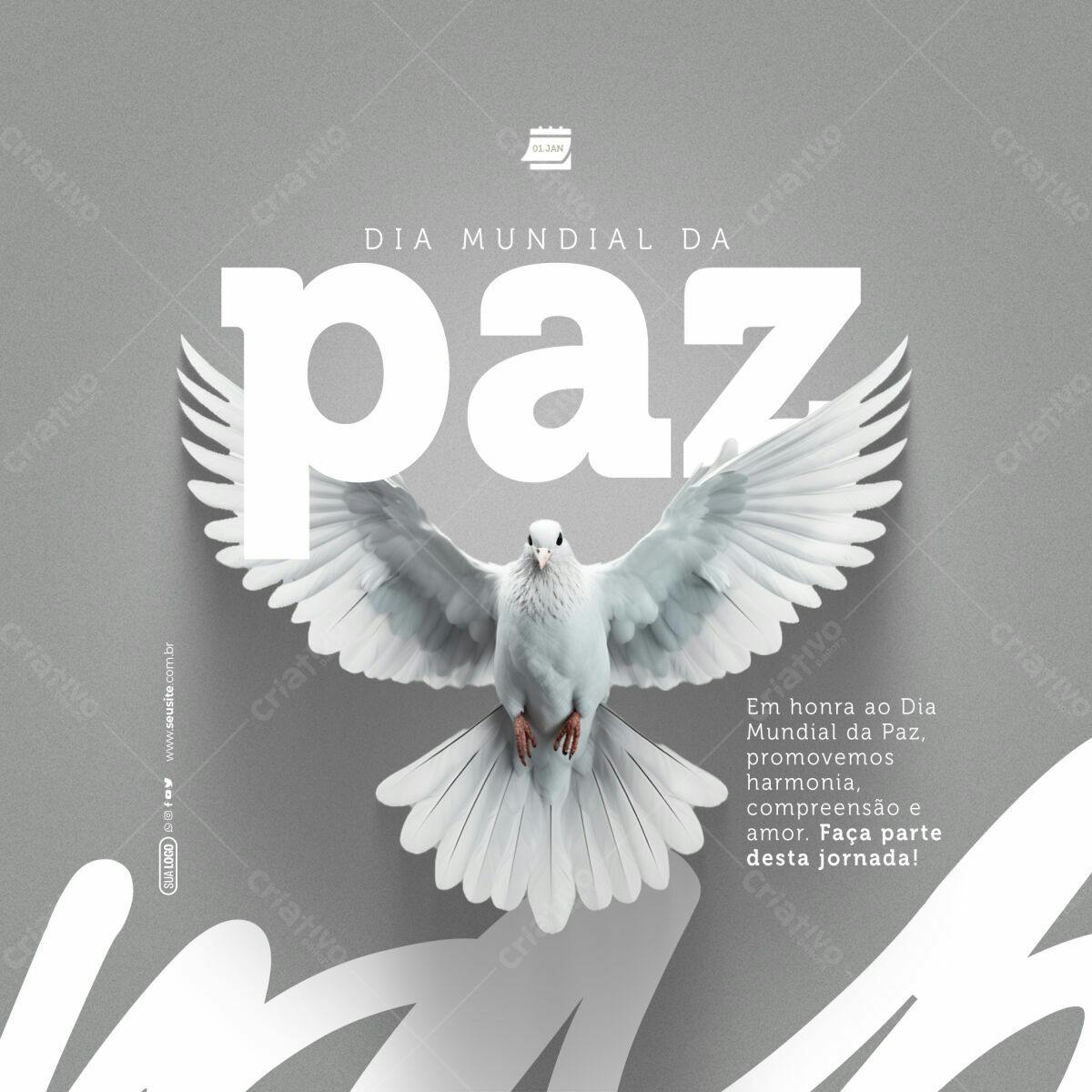 Post para o Dia Mundial da Paz PSD Editável