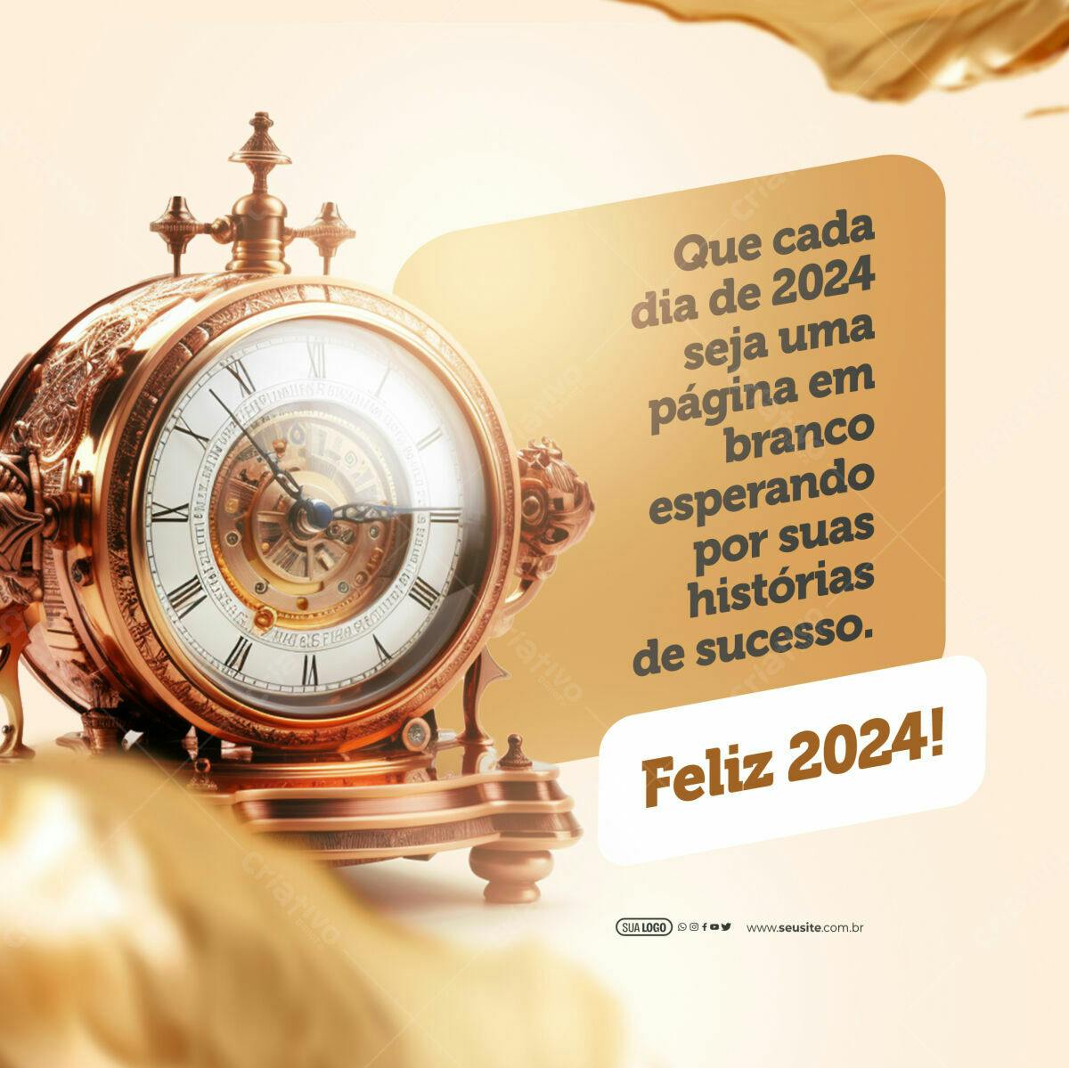 Postagem de Ano Novo 2024 PSD Editável