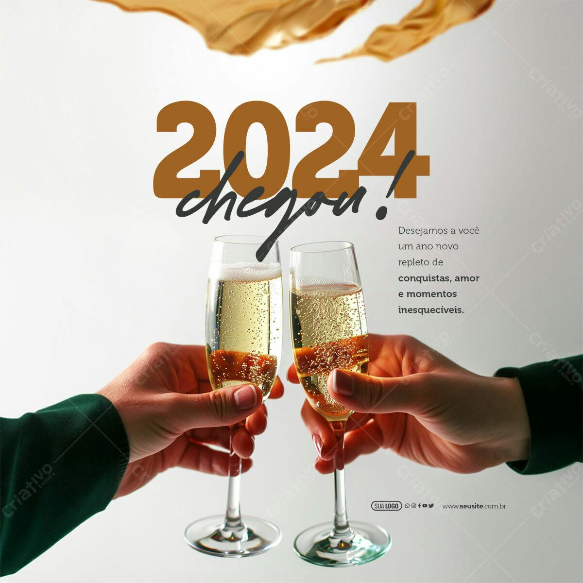 Postagem Ano Novo 2024 PSD Editável