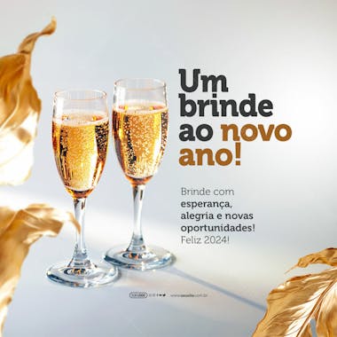 Social media feliz 2024 um brinde ao novo ano