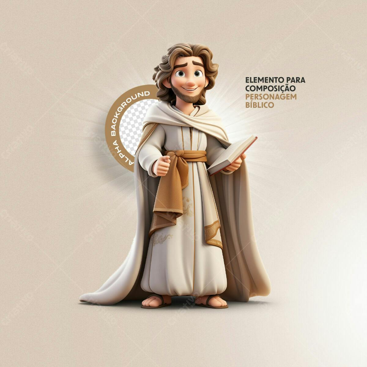 Personagem Bíblico PSD Editável para Design Religioso