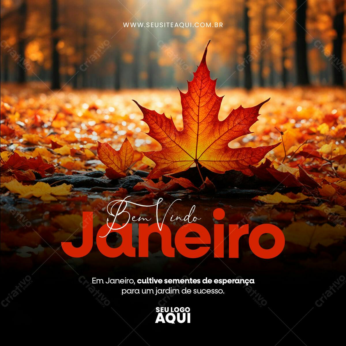 Postagem Janeiro Bem-Vindo PSD Editável
