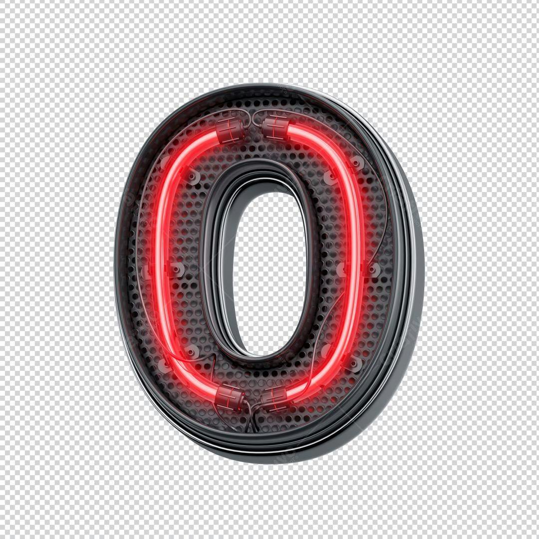 Icone Neon Número Zero PNG com fundo transparente