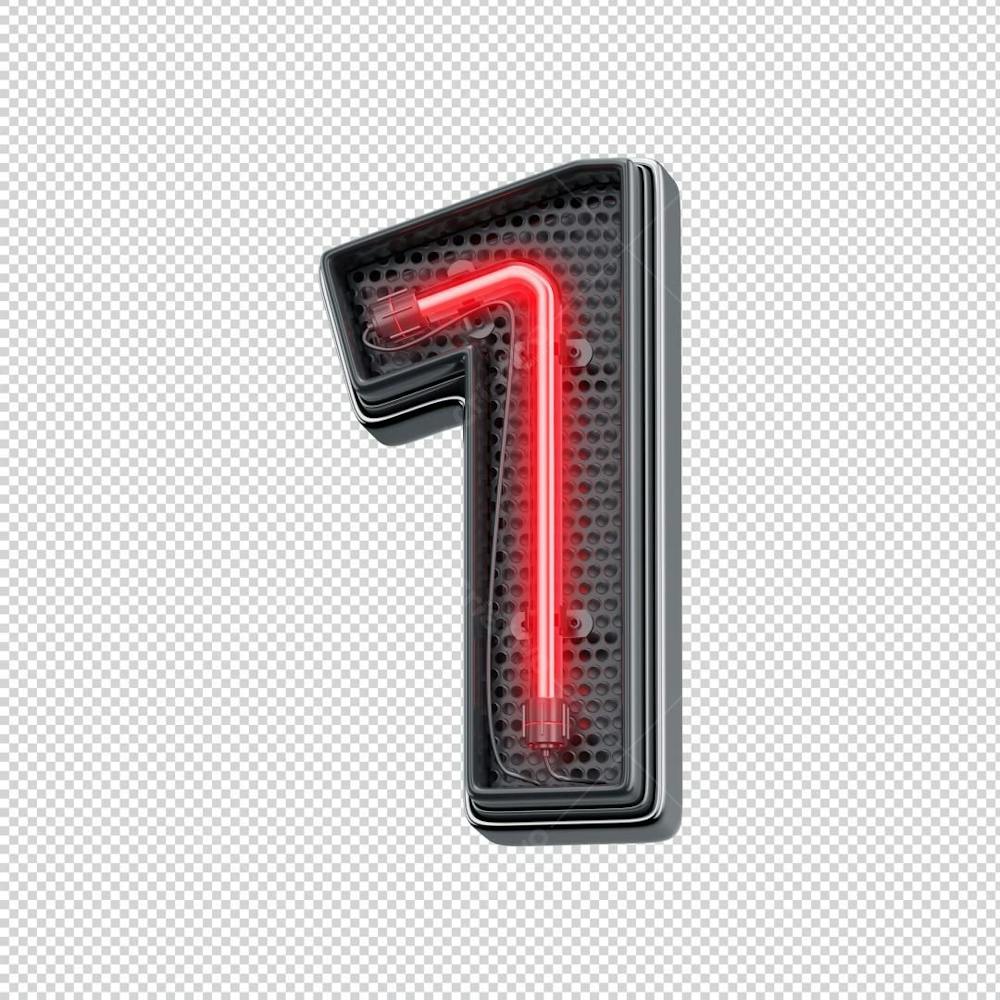  Asset 3D - Número 1 Um Neon