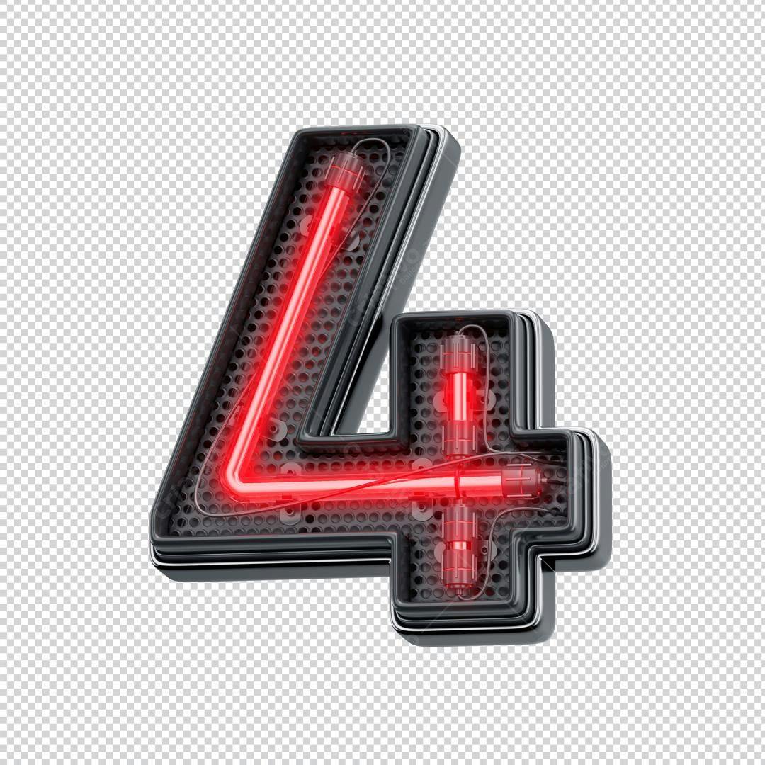 Icone Número 4 Neon PNG com fundo transparente
