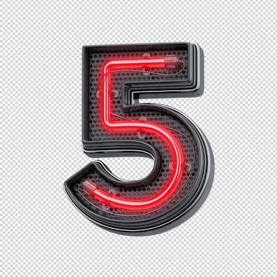 Asset 3D - Número 5 Cinco Neon