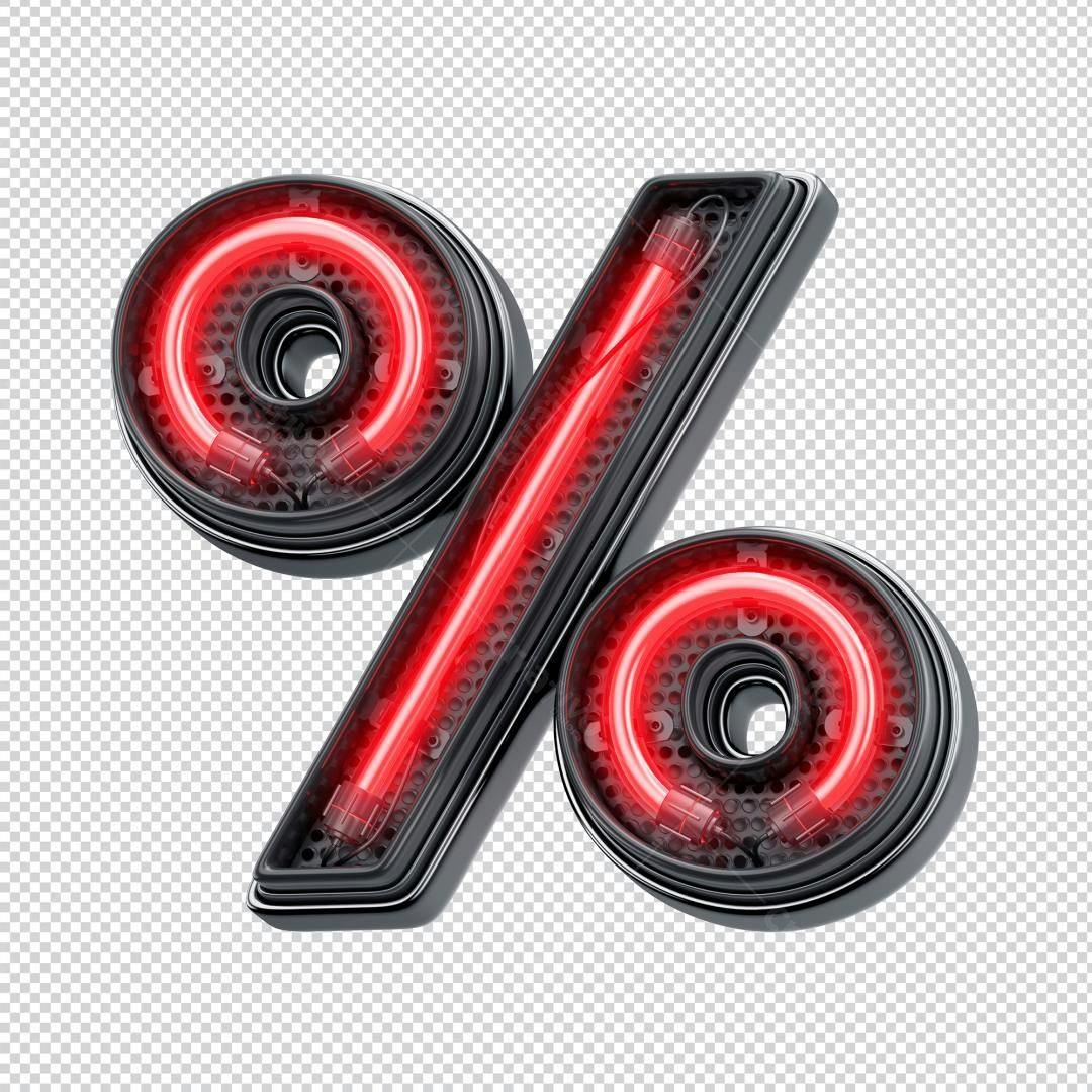 Icone Desconto Neon Vermelho PNG com fundo transparente