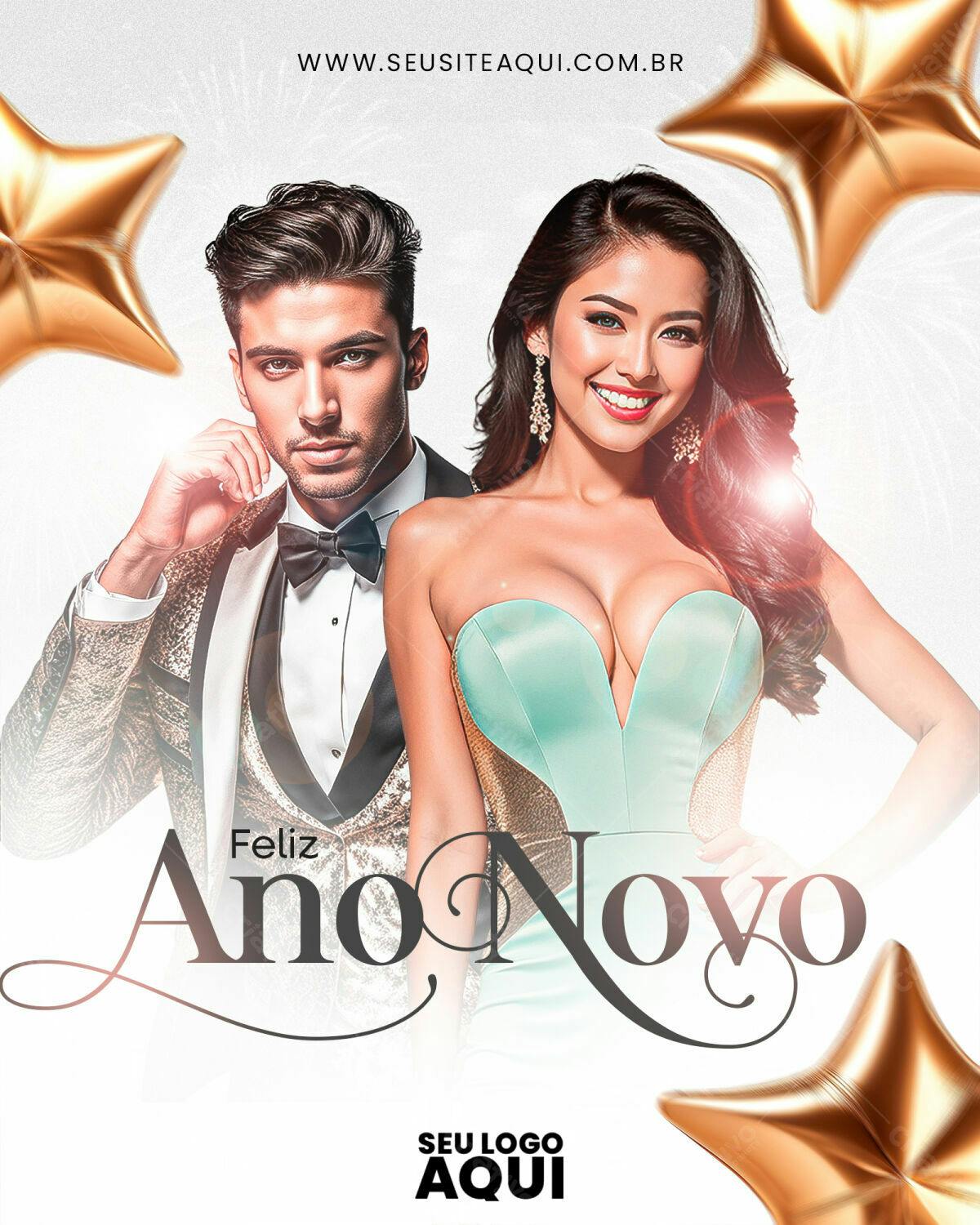 Flyer Ano Novo Elegante PSD Editável